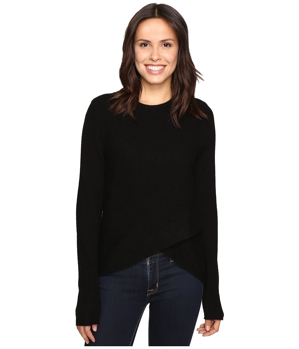 Christin Michaels - Louisa Cross Front Crew Neck Cashmere Sweater (Black) Women's Sweater | 6pm