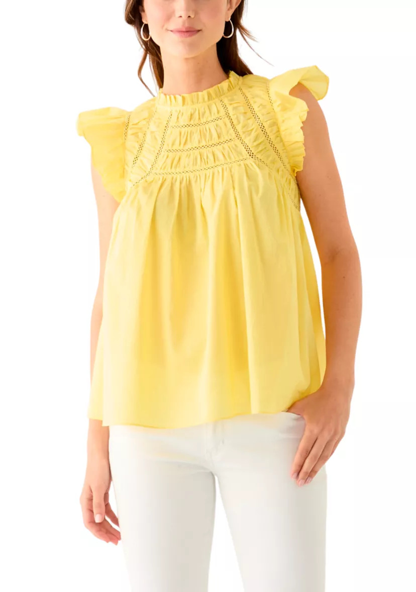 Women's Flutter Sleeve Voile Woven Top | Belk