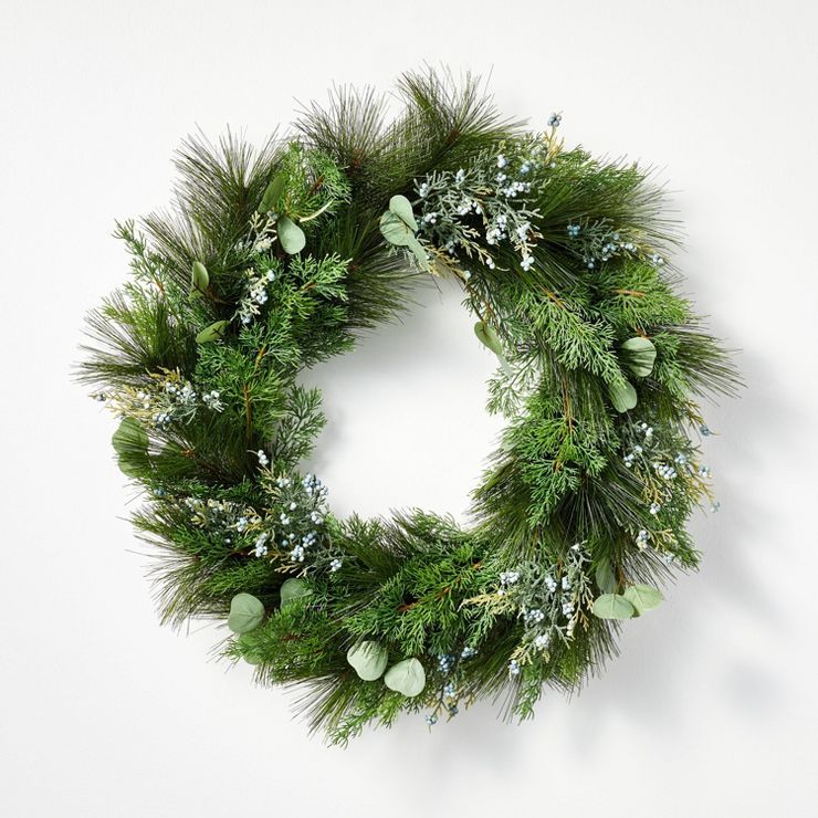 Long Needle Pine with Juniper Wreath Green - Threshold™ designed with Studio McGee | Target