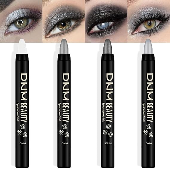 Kaely 4Pcs Metallic Shimmer Smoky Eye Shadow Sticks, Pearl White Dazzling Grey Gray Pearl Black S... | Amazon (US)