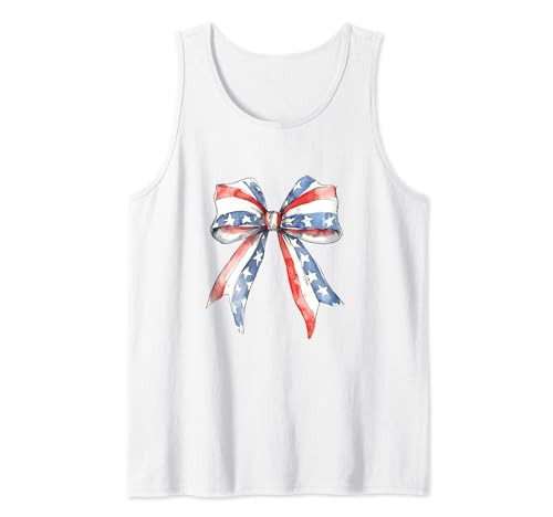 Coquette Giant Bow Preppy Aesthetic Watercolor July Fourth Tank Top | Amazon (US)