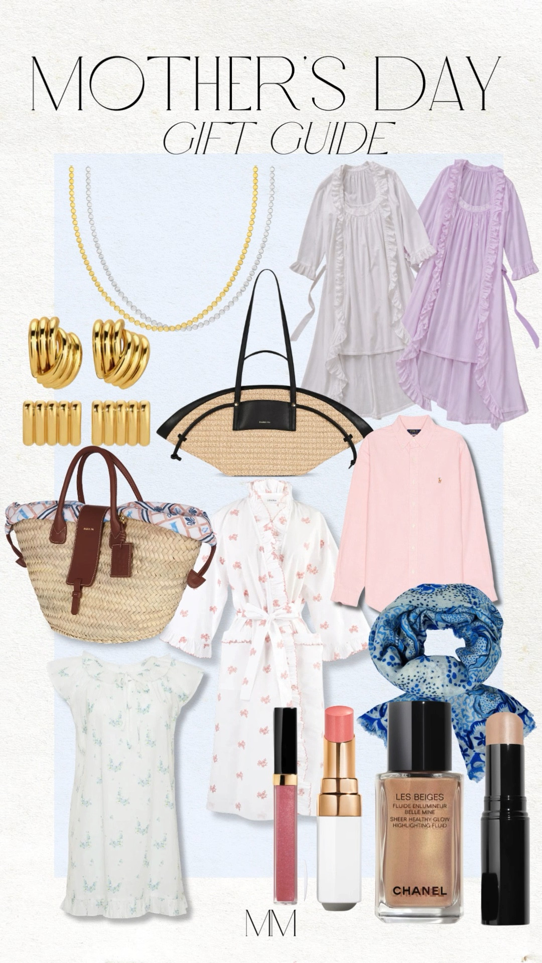 Mother’s Day gift guide with timeless pieces she’ll actually wear on repeat. From chic gold jewelry and elevated straw bags to soft feminine dresses and everyday beauty staples this edit covers effortless luxury at every price point. Perfect for moms who love classic style with a modern touch.

[ mothers day gift ideas, gift guide for her, luxury gifts for mom, chic spring outfits, feminine style, gold jewelry trends, straw tote bag, summer dresses, elevated basics, classic wardrobe staples, beauty essentials, chanel makeup, neutral style outfits, soft girl aesthetic, effortless fashion ]

#LTKOver40 #LTKMothersDay