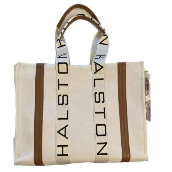 Halston Classic Hampton Large Canvas Tote 14x11 NWT | Poshmark