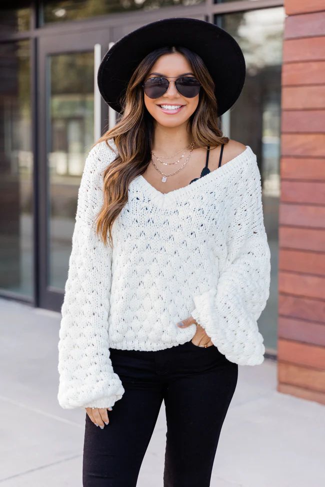 Better Than That Chunky Cropped Sweater Cream FINAL SALE | The Pink Lily Boutique