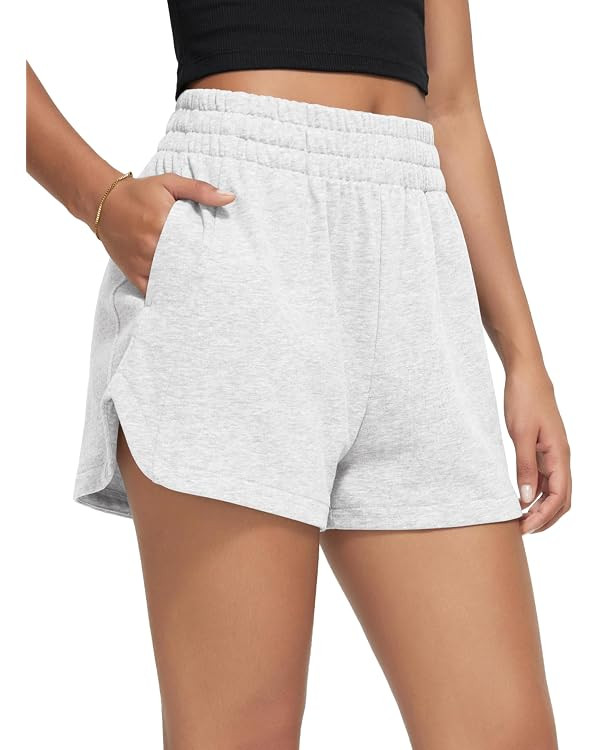ODODOS Women's Sweat Shorts Cotton French Terry Curved Hem Workout Casual Relaxed Lounge Shorts w... | Amazon (US)