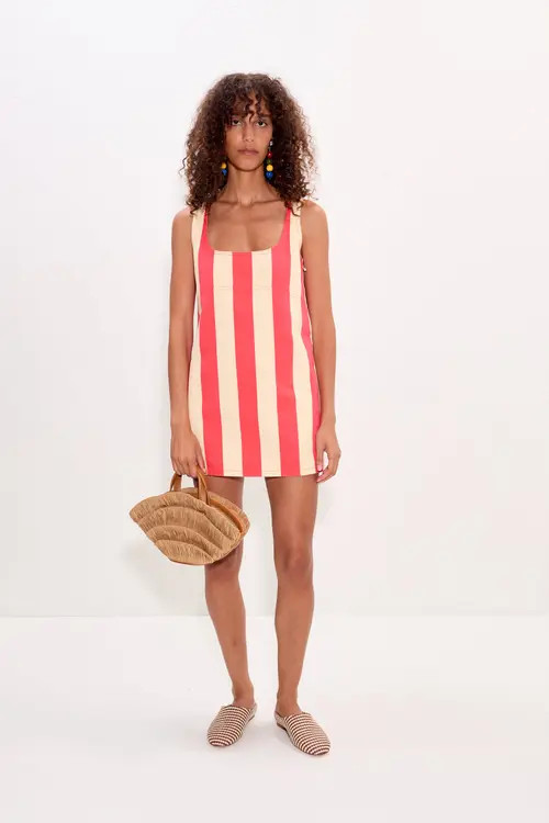 SIMONMILLER Sahara Denim Dress in Venetian Red Stripe at Nordstrom, Size Medium | Nordstrom