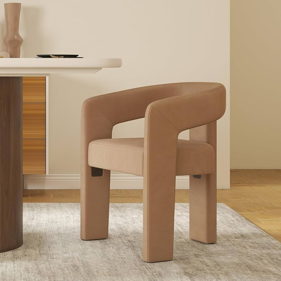 RIVOVA Modern Barrel Dining Chair, Velvet Upholstered Accent Side Chair with Arms Comfy Makeup Va... | Amazon (US)