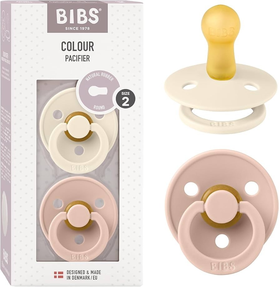 BIBS Pacifiers Colour Collection | Natural Rubber Baby Pacifier | Set of 2 BPA-Free Soothers | Ma... | Amazon (US)