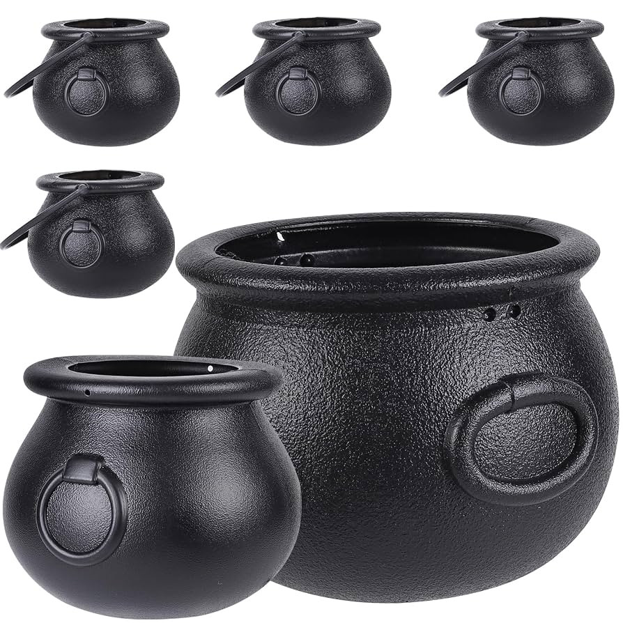 6 in 1(8.5", 5.5", 4pcs 2.8") Package Halloween Large Cauldron, Black Plastic Witch Cauldron Kett... | Amazon (US)