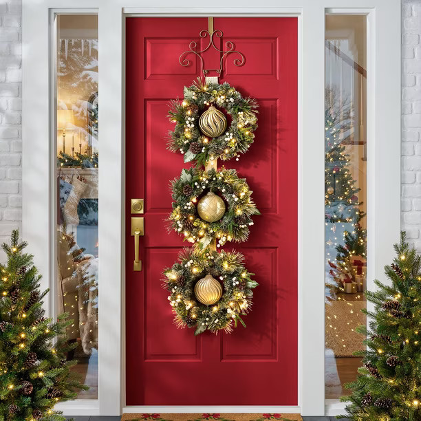 Member's Mark Pre-Lit 3 Wreath Flocked Door Hanger | Sam's Club