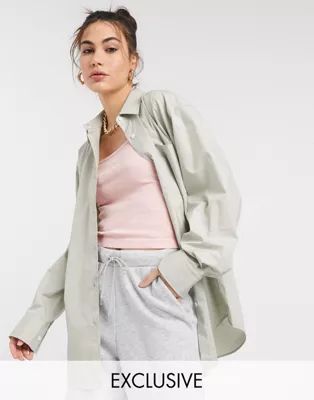 COLLUSION oversized shirt in sage green | ASOS (Global)