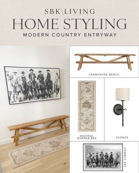 HOME \ modern country entryway styling 🤠

Bench
Cowboy
Decor 
Target rug 

#LTKFindsUnder50 #LTKHome