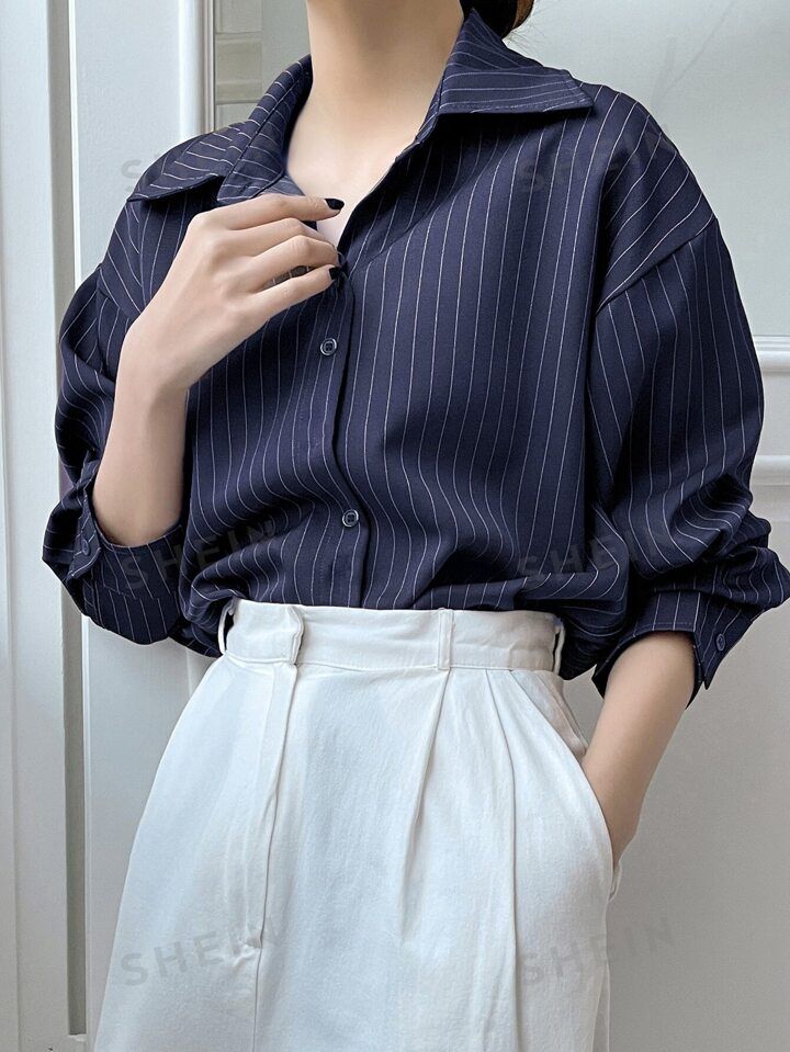 DAZY Striped Print Drop Shoulder Shirt | SHEIN