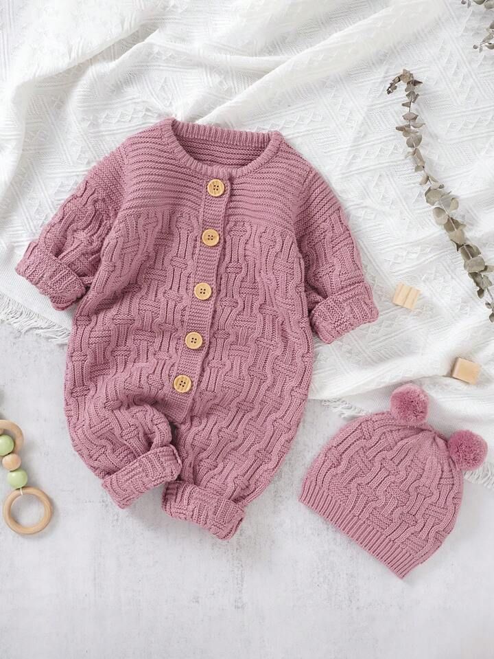Infant Button Up Sweater Jumpsuit | SHEIN