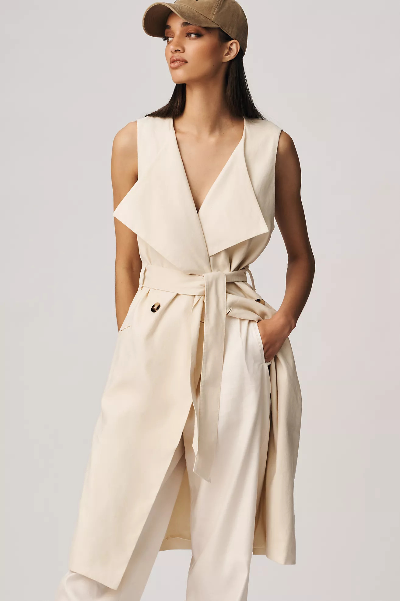 Maeve Longline Linen Vest | Anthropologie (US)