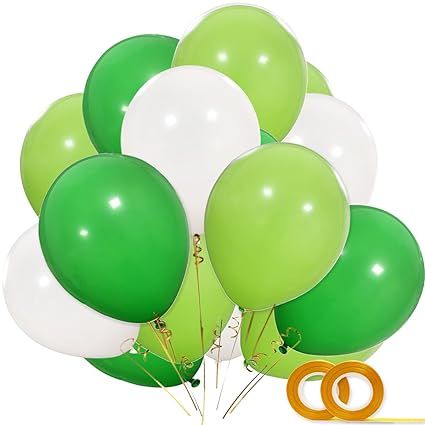 Dinosaur Party Balloons, 100pcs 12 Inch White Fruit Light Green Dark Green Latex Balloons with Ri... | Amazon (US)