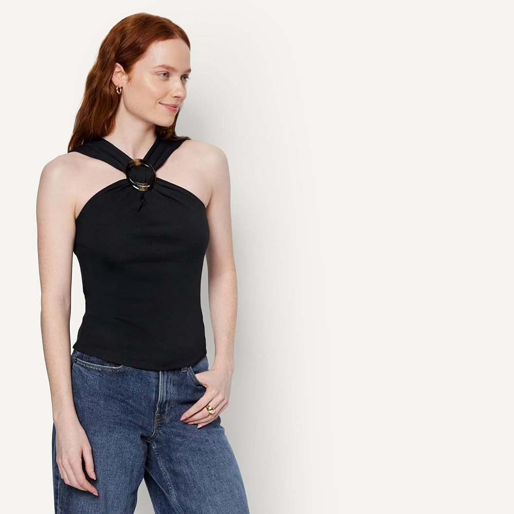 Amazon Essentials Women's Slim-Fit Ribbed Halter Top with Resin Detail | Amazon (US)