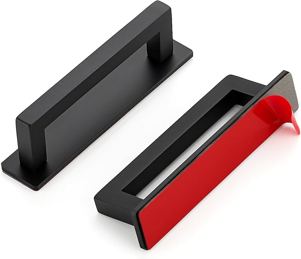 4 Pack Adhesive Cabinet Handles - Stick on Handles, 4.72" Length Black Cabinet Handles Dresser Ha... | Amazon (US)