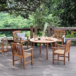Leon 5-piece Teak Dining Set by Havenside Home | Bed Bath & Beyond