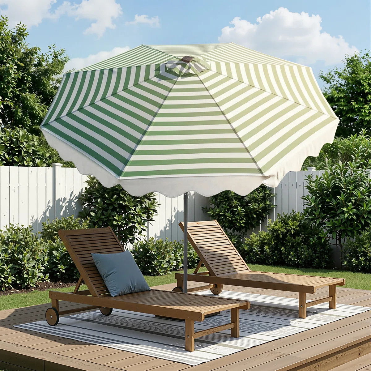 10 Ft Patio Umbrella, Scalloped Outdoor Table Market Umbrella With Tilt Adjustment, Crank, 8 Stur... | Wayfair North America