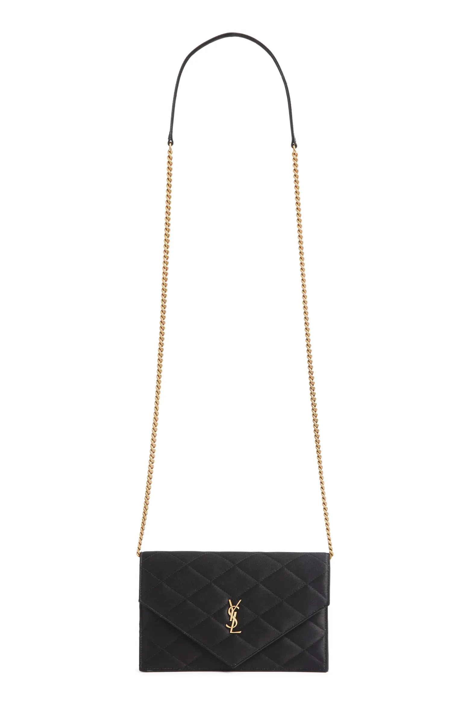 Saint Laurent Paris Diamond Quilted Satin Wallet on a Chain (Women) | Nordstrom | Nordstrom