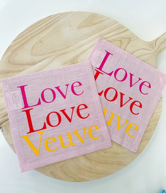 Pink Veuve Cocktail Napkins Linen . 6x6. Set of 4. Cute | Etsy | Etsy (US)