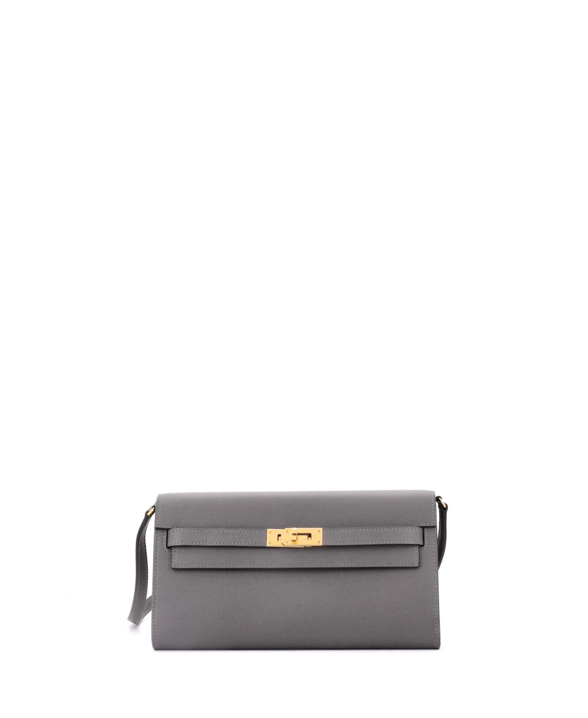 Pre-Owned HERMES Kelly To Go Wallet Evercolor - Grey | Macy's