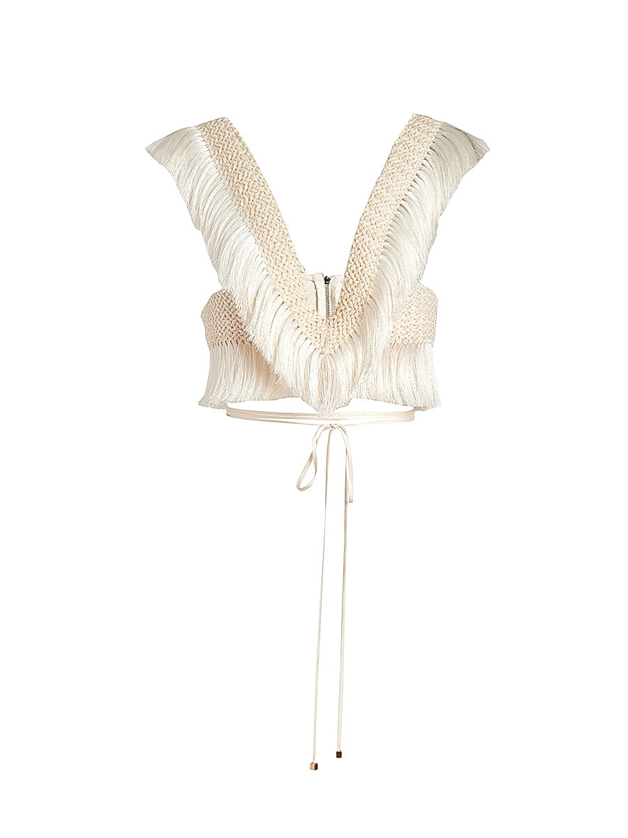 Women's Samba Fringe Crop Top - Off White - Size 4 | Saks Fifth Avenue