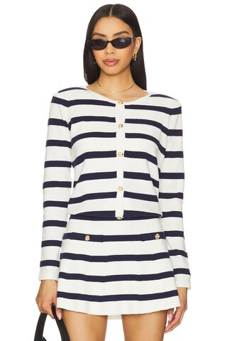 Generation Love Logan Cardigan in White & Navy from Revolve.com | Revolve Clothing (Global)