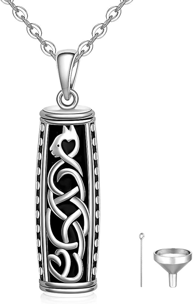 Cat Urn Necklace for Ashes for Women Sterling Silver Black Cat Dog Memorial Keepsake Always In My... | Amazon (US)