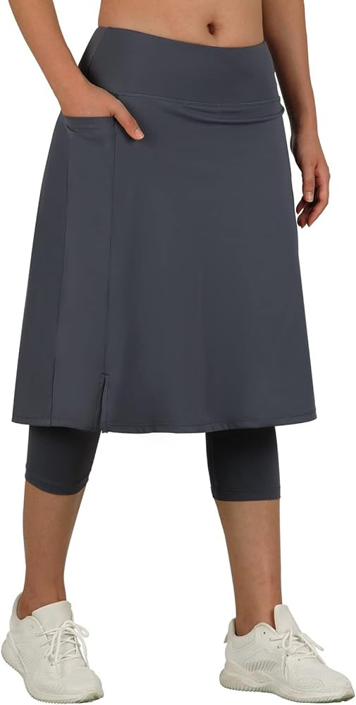ANIVIVO Women Long Knee Length Skirted Leggings,Leggings with Skirts Printed High Waist | Amazon (US)