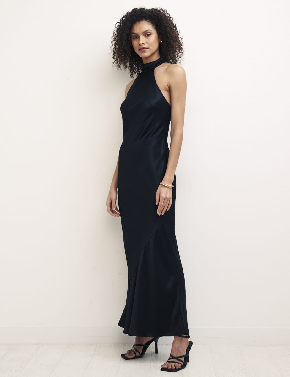 Black Halter Neck Desiree Maxi Dress | Nobody's Child