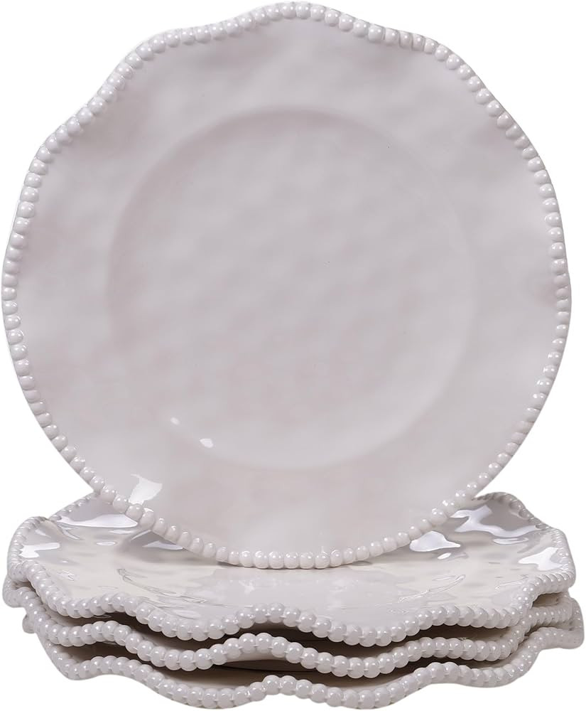 Certified International Perlette Cream Melamine 9" Salad/Dessert Plates, Set of 4, Medium | Amazon (US)