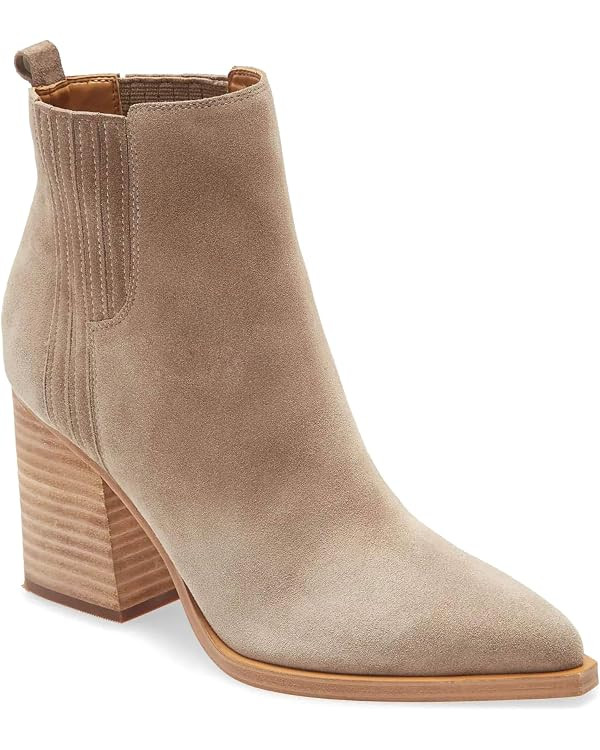 Coutgo Womens Ankle Boots Pointed Toe Chunky Heel Suede Dress Booties | Amazon (US)