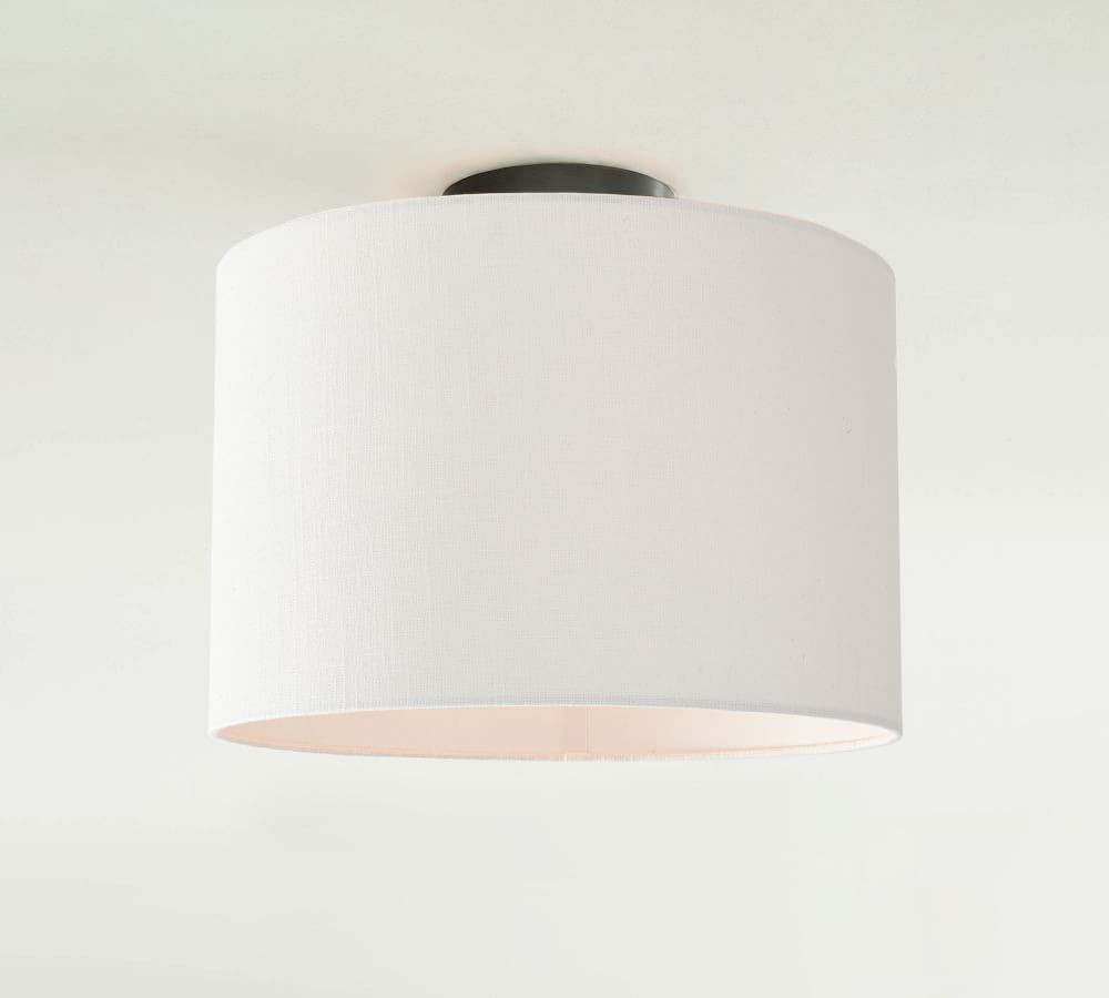 Linen Drum Shaded Flush Mount | Pottery Barn (US)