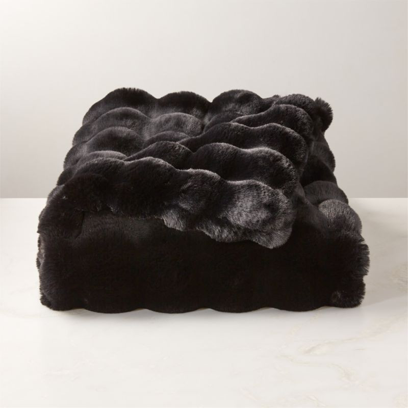 Farleigh Black Faux Fur Throw Blanket 50"x70" + Reviews | CB2 | CB2