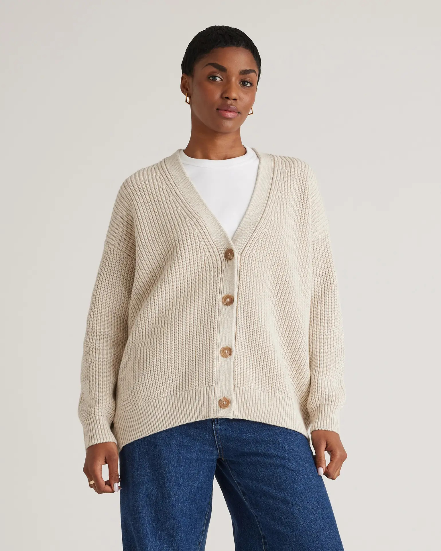 100% Organic Cotton Oversized Boyfriend Cardigan | Quince