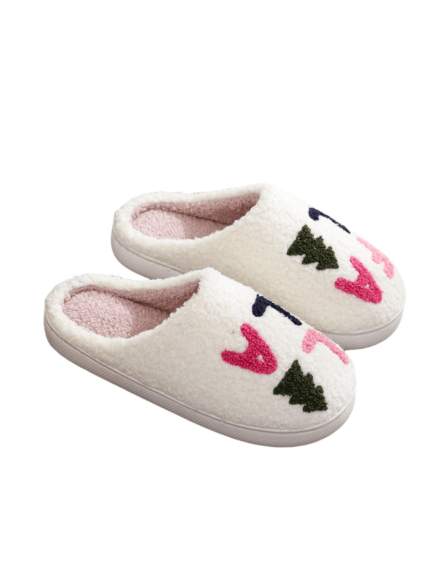 2 piezas Regalo de Navidad 2024 Pantuflas de reno y árbol de Navidad, pantuflas de peluche de di... | SHEIN