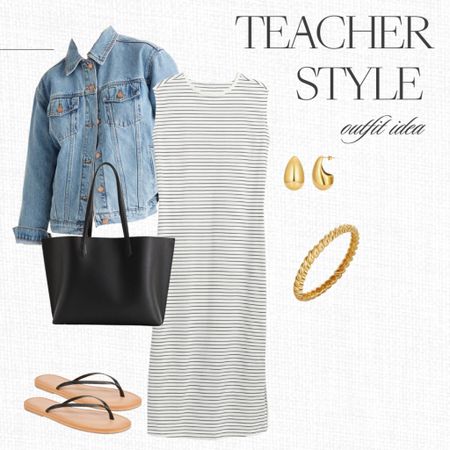 Love this teacher outfit for Spring!!  It’s comfortable and the classic pieces like the denim jacket and black leather bag can be styled in a ton of other outfits 

#LTKstyletip #LTKsalealert #LTKworkwear
