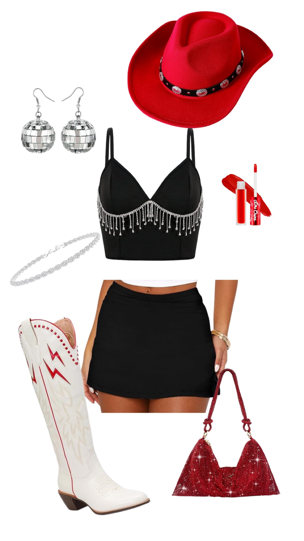 Red and black disco cowgirl 💅🏼 the rhinestone top is adorable!!!

#LTKstyletip #LTKparties #LTKFestival