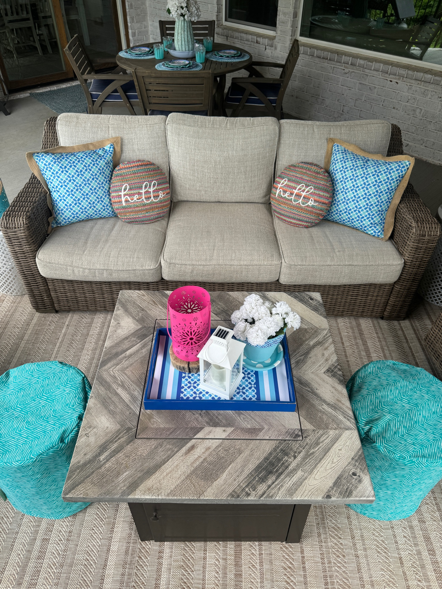 Outdoor porch inspo and sources! Perfect time to bring in fun pops of color! 

#LTKHome #LTKSeasonal #LTKSummerSales