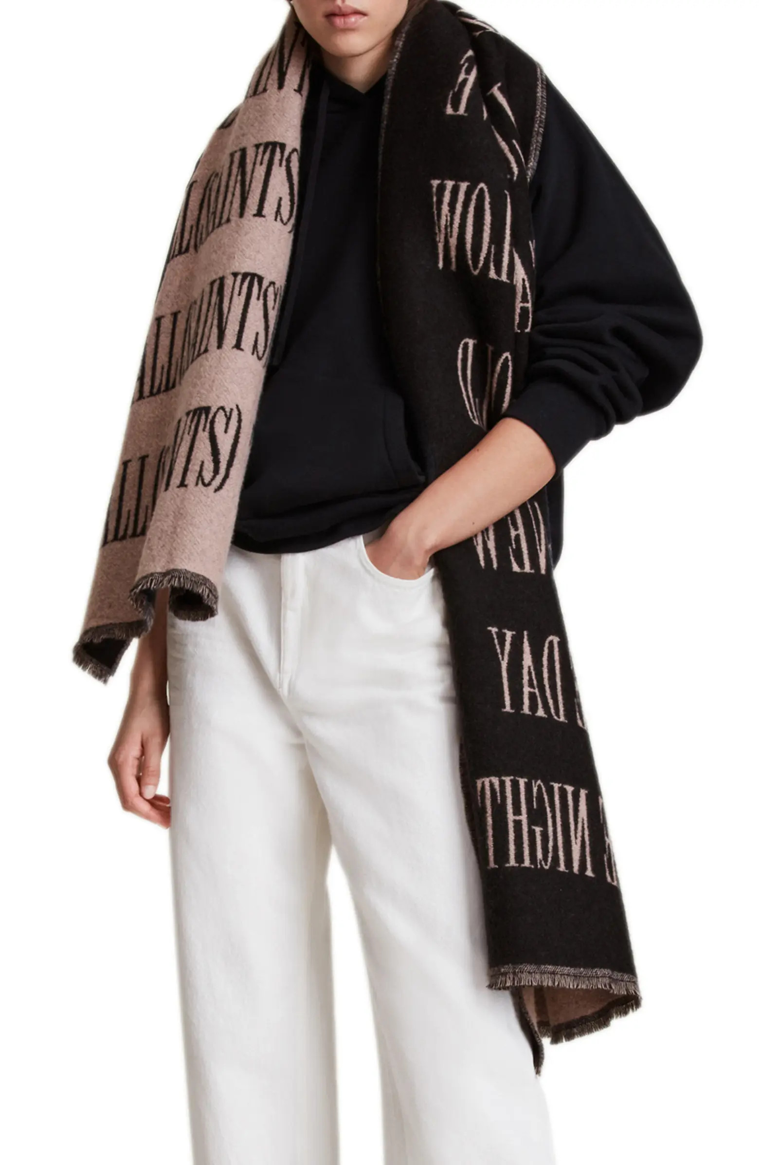 AllSaints Varsity Woven Wool Blend Scarf | Nordstrom | Nordstrom