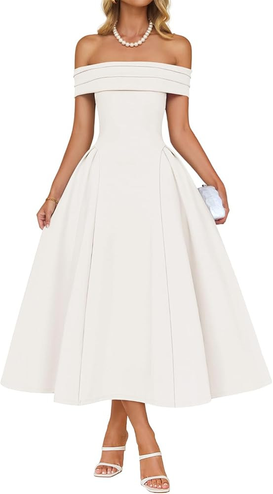 ZESICA Cocktail Dresses for Women's Elegant Off Shoulder Short Sleeve Swing A Line Wedding Evenin... | Amazon (US)