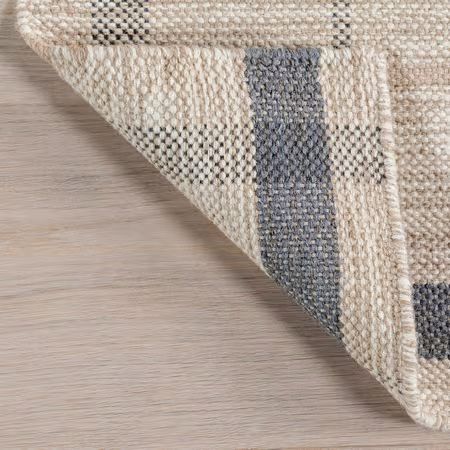 Ivory Isolde Faded Plaid Wool Area Rug | Rugs USA