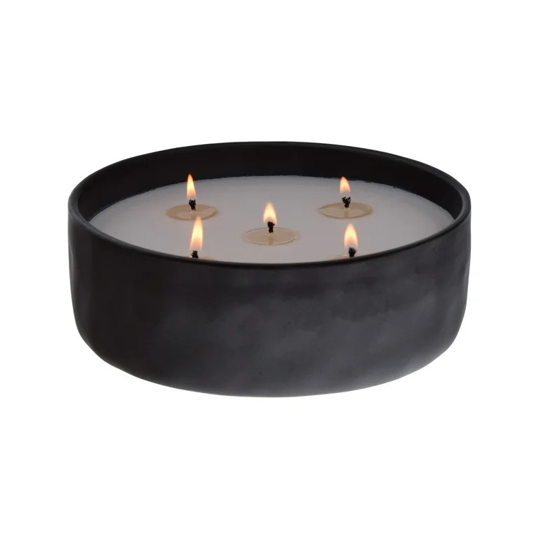 43.7 oz Blue Citron & Coconut Scented 5-Wick Black Glazed Ceramic Candle - Walmart.com | Walmart (US)