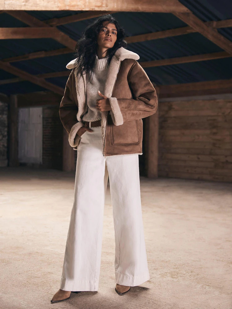 Mint Velvet Brown Reversible Aviator Jacket | Next US