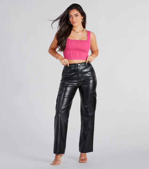 Casually Sleek Faux Leather Cargo Pants | Windsor Stores