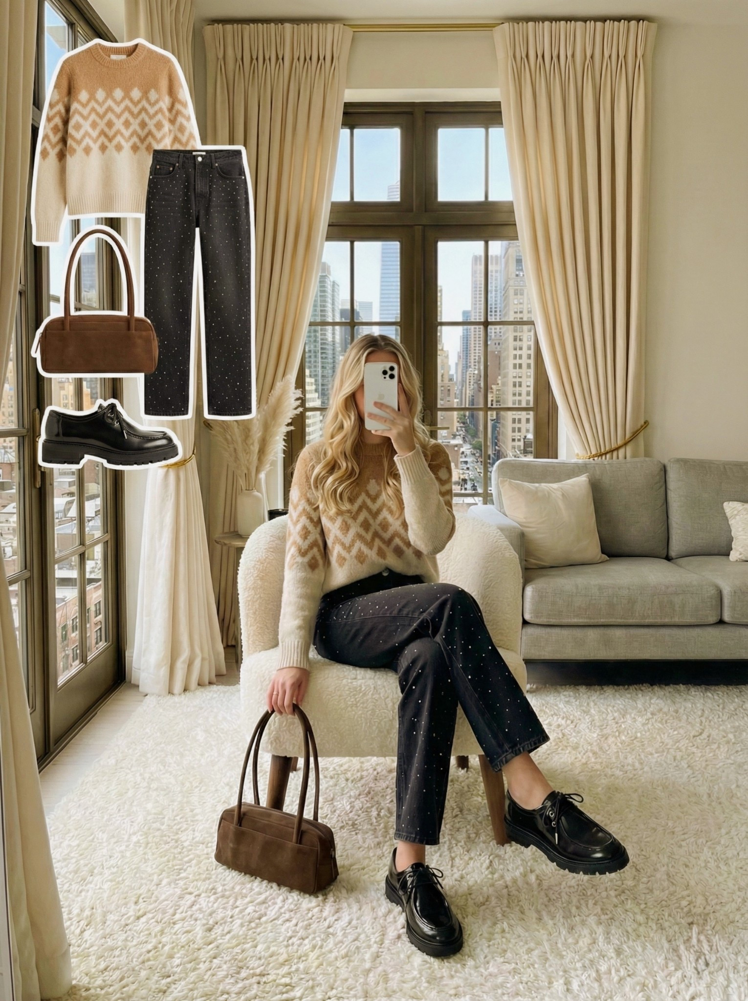 ✨ Cozy Neutrals with a Twist ✨

A soft, elevated everyday look built around warm beige tones and subtle texture. The patterned knit adds visual interest while keeping the outfit relaxed and timeless. Paired with dotted black denim for a modern contrast that still feels effortless.

Finished with classic black loafers and a structured brown bag for a polished touch that works perfectly for city days, casual meetings, or coffee runs.

🤎 Style Notes:
• Neutral patterned knit for warmth and texture
• Straight leg dotted denim for a subtle statement
• Chunky loafers for everyday comfort and edge
• Structured brown bag to ground the look

Everything linked and ready to shop ✨

#LTKSaleAlert #LTKFindsUnder50 #LTKOver40