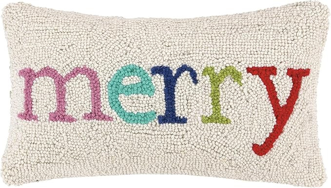 Peking Handicraft 31HRS426C16OB Merry Multicolor Christmas Holiday Hook Pillow, 16-inch Long | Amazon (US)