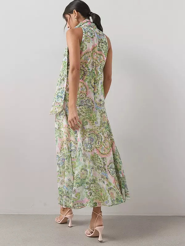 The Very Collection Tie Neck Detail Sleeveless Midaxi Dress - Floral | Very (UK)